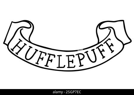 Harry Potter Hufflepuff-Scroll im Doodle-Stil. Vektorillustration isoliert auf weißem Hintergrund. Stock Vektor