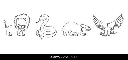 Harry Potter Gryffindor Logo im Cartoon-Doodle-Stil. Vektordarstellung isoliert auf weißem Hintergrund. Stock Vektor