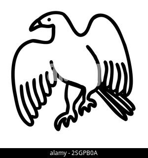 Raven Animal-Logo im Comic-Doodle-Stil. Vektorillustration isoliert auf weißem Hintergrund. Stock Vektor