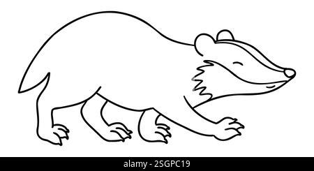 Niedliches lächelndes Dachstier im Cartoon-Doodle-Stil. Vektorillustration isoliert auf weißem Hintergrund. Stock Vektor