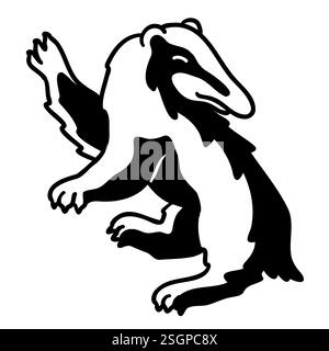 Harry Potter Hufflepuff Badger Symbol im Comic-Doodle-Stil. Löwentier-Emblem. Schwarze Vektorillustration isoliert auf weißem Hintergrund. Stock Vektor