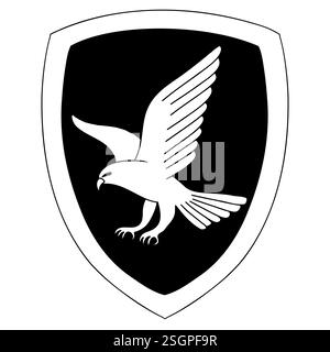Raven-Logo im Comic-Doodle-Stil. Zauberschule für Hexerei und Zauberei. Vektorillustration isoliert auf weißem Hintergrund. Stock Vektor