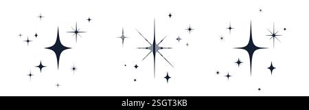 Sternenset, Kollektion glitzernder Icons. Sternförmige abstrakte Formen festlegen Stock Vektor
