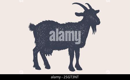Ziege. Handgezeichnete Silhouette Stock Vektor