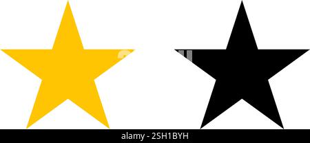 Sternsymbol. Goldene Sterne isoliert auf weißem Hintergrund. Symbol erfolgreich. Silhouette-Logo für Designdrucke. Fünfspurige Umrisse. Musterelement Stock Vektor