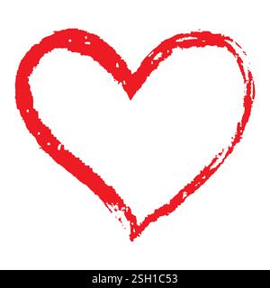 Ein einfach zu zeichnendes rotes Herzsymbol auf klarem Hintergrund, ideal für romantische Designs, Valentinstag und Projekte mit Liebesmotiven. Stock Vektor