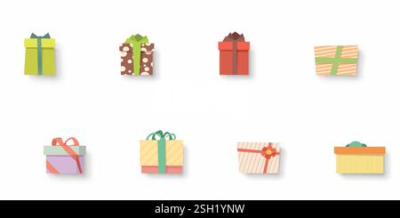 weihnachten präsentiert sich mit Schatten in nahtlosem Muster Stock Vektor