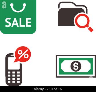 Symbole für Shopping-Sets Stock Vektor