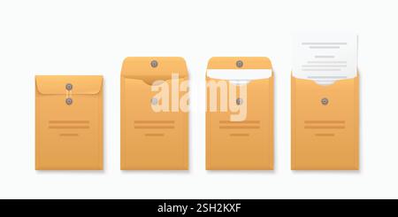 Kuvertset in verschiedenen Stufen auf weiß Stock Vektor