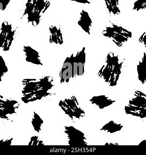 Nahtloses Muster mit handgezeichnetem schwarzem Kritzelabstrich. Abstrakte Grunge-Textur. Vektorabbildung Stock Vektor