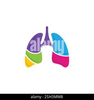 Bunte Lungen Logo Vektor, Gesundheit Lungen Logo Designs Vorlage, Design Konzept, Logo, Logo Element für Vorlage Stock Vektor