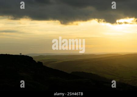 Peak District Sunset - Higger Tor, Großbritannien Stockfoto
