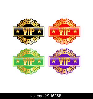 Goldenes Abzeichen für die VIP-Premium-Mitgliedschaft auf weißem Hintergrund Stock Vektor