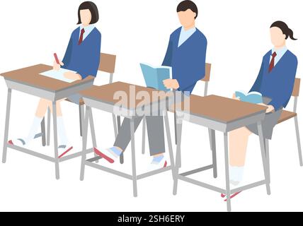 Einfache Vektor-Illustration eines Mannes und einer Frau an ihren Schreibtischen.-Sie studieren und lesen ein Buch oder schreiben etwas-es ist für die Verwendung von Web-Symbolen Stock Vektor