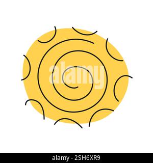 Gelbes Spiraldesign mit schlichtem, verspieltem Muster und geschwungenen Linien Stock Vektor