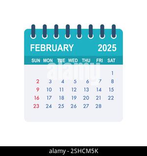 Kalenderseite Februar 2025 mit Tagen und Daten Stock Vektor