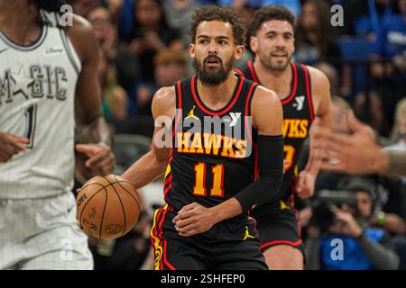 Orlando, Florida, USA, 10. Februar 2024, Atlanta Hawks Wache Trae Young #11 im Kia Center. (Foto: Marty Jean-Louis/Alamy Live News Stockfoto