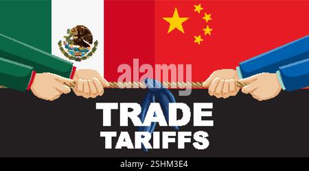 Darstellung der Handelsspannungen zwischen Mexiko und China Stock Vektor