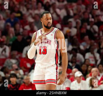 Houston, Texas, USA. Februar 2025. Houston Stürmer J’WAN ROBERTS (13) während eines College-Basketballspiels zwischen den Houston Cougars und den Baylor Bears am 10. Februar 2025 in Houston, Texas. Houston gewann 76:65. (Kreditbild: © Scott Coleman/ZUMA Press Wire) NUR REDAKTIONELLE VERWENDUNG! Nicht für kommerzielle ZWECKE! Stockfoto