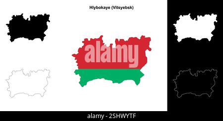 Hlybokaye Bezirk Umrisskarte Set Stock Vektor