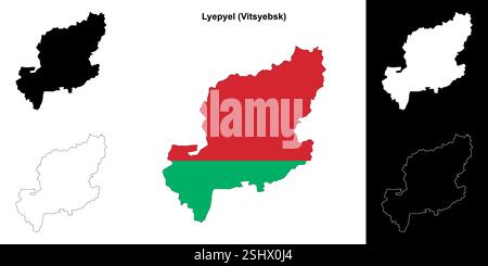 Lyepyel Bezirk Umrisskarte Set Stock Vektor