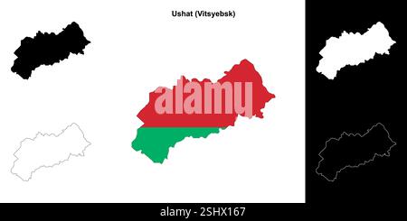 Ushat Bezirk Umrisskarten Set Stock Vektor