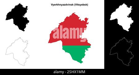 Bezirk Vyerkhnyazdvinsk Umrisskarte Set Stock Vektor