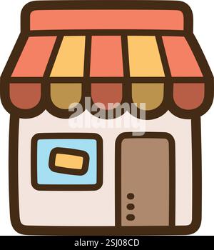 Marktplatz-Vektor-Doodle-Illustration und Grafik. Teil der E-Commerce-Kategorie. Stock Vektor