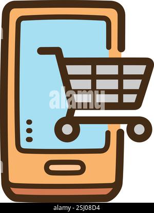 Online-Shopping-Vektor-Doodle-Illustration und Grafik. Teil der E-Commerce-Kategorie. Stock Vektor