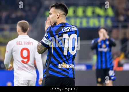 Mailand, Italien. Februar 2025. Lautaro Martinez FC Internazionale während der Serie A Spiel FC Internazionale gegen Fiorentina - Mailand 10. februar 2025 Credit: Kines Milano/Alamy Live News Credit: Kines Milano/Alamy Live News Stockfoto