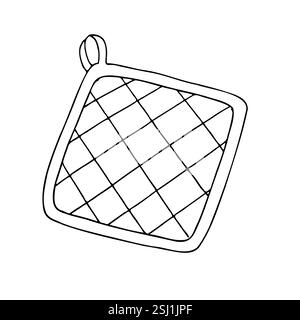 Vektortopfhalter. Grafische Tinte Backhandschuh, Küchenwerkzeug Illustration isoliert auf Hintergrund. Handgezeichnete Linienskizze. Für Designer, Prints, Logos, Icons Stock Vektor