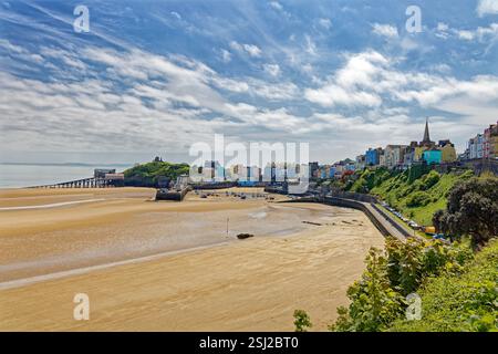 Der North Beach und der Hafen von Tenby Pembrokeshire Wales UK Stockfoto
