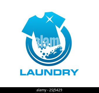 Symbol für Wäscherei, Symbol für Waschservice. Waschsalon Service Business Symbol Vektorabzeichen, Reinigung und Waschmaschine Verkaufsautomat oder Waschraum Stock Vektor