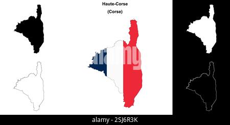 Umrisskarten der Abteilung Haute-Corse Stock Vektor