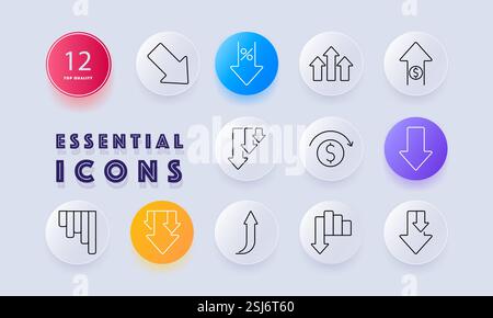 Symbol „Finanztrends festlegen“. Abwärtstrend, prozentualer Rückgang, Finanzkrise, Marktschwankungen, Gewinnverlust, Konjunkturabschwung, Umsatzrückgang, in Stock Vektor