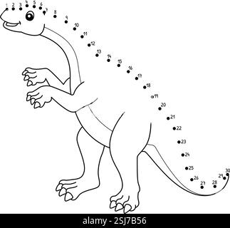 Dot to Dot Luftengosaurus Dinosaurier isoliert Stock Vektor
