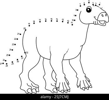 Punkt zu Punkt Iguanodon Dinosaurier Tier isoliert Stock Vektor