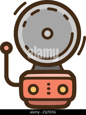 Schule Glocke Vektor Kritzelillustration und Grafik. Teil der Bildungskategorie. Stock Vektor