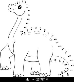 Punkt zu Punkt Brachiosaurus Dinosaurier Tier isoliert Stock Vektor