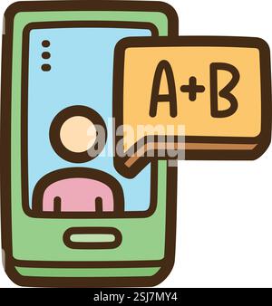 Smartphone-Vektor-Kritzelillustration und Grafik. Teil der e-learning-Kategorie. Stock Vektor