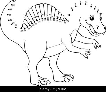 Punkt zu Punkt Spinosaurus Dinosaurier Tier isoliert Stock Vektor