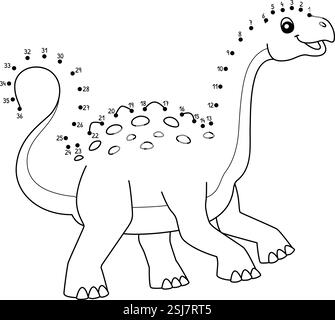Dot to Dot Neuquensaurus Dinosaurier isoliert Stock Vektor