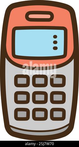 Smartphone-Vektor-Kritzelillustration und Grafik. Teil der elektronischen Kategorie. Stock Vektor