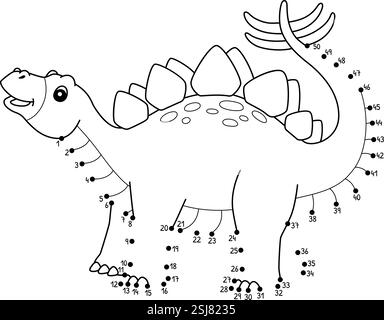 Punkt zu Punkt Stegosaurus Dinosaurier Tier isoliert Stock Vektor