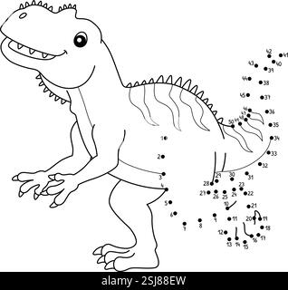 Punkt zu Punkt Yangchuanosaurus Dinosaurier isoliert Stock Vektor