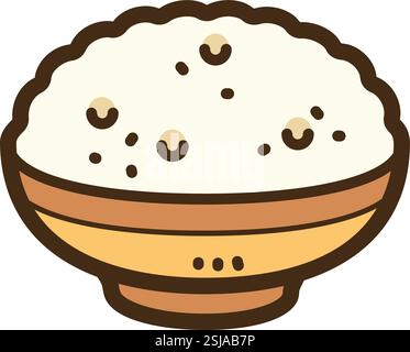 Reis Vektor Kritzelillustration und Grafik. Teil der Kategorie Lebensmittel und Getränke. Stock Vektor