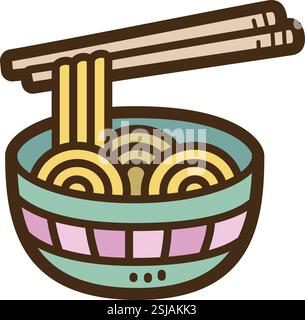 Nudelvektor-Doodle-Illustration und Grafik. Teil der Fast Food-Kategorie. Stock Vektor