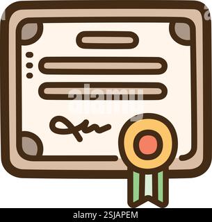 Zertifikat Vektor Kritzelillustration und Grafik. Teil der Finanzkategorie. Stock Vektor