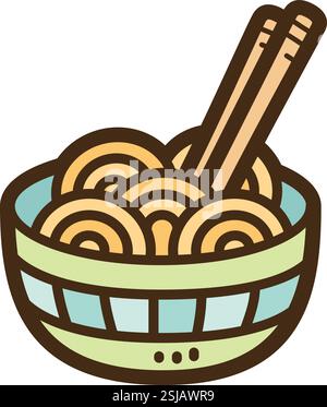 Nudelvektor-Doodle-Illustration und Grafik. Teil der Kategorie Lebensmittel und Getränke. Stock Vektor
