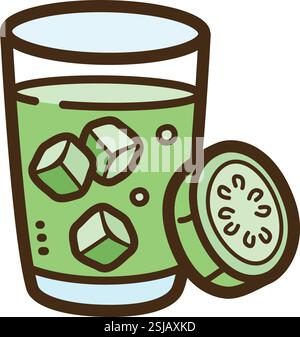 Zucchini Getränk Vektor Kritzelillustration und Grafik. Teil der Kategorie Frischgetränke. Stock Vektor